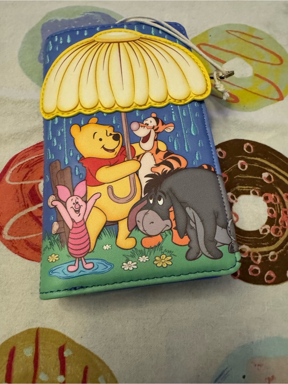 Disney Winnie the Pooh Blue Yellow Umbrella Kids Passport Wallet